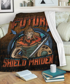 Viking Blanket Future ShieldMaiden Sherpa Fleece Blanket Gifts for Viking Lover