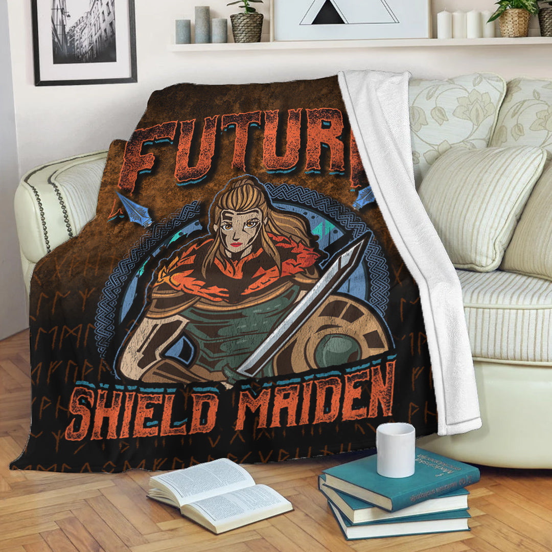 Viking Blanket Future ShieldMaiden Sherpa Fleece Blanket Gifts for Viking Lover