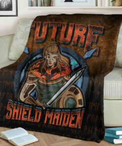 Viking Blanket Future ShieldMaiden Sherpa Fleece Blanket Gifts for Viking Lover