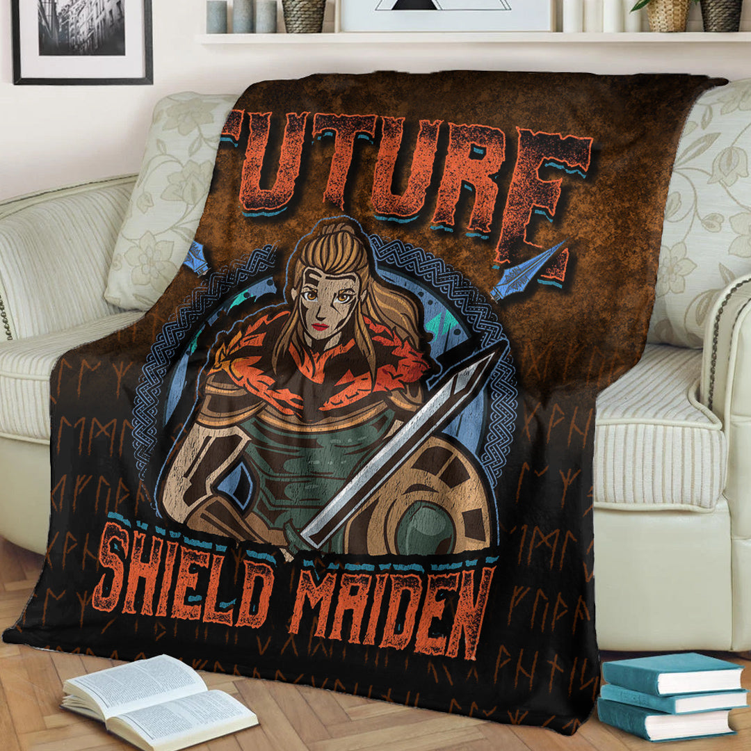 Viking Blanket Future ShieldMaiden Sherpa Fleece Blanket Gifts for Viking Lover