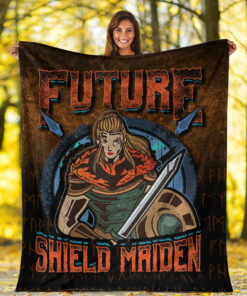 Viking Blanket Future ShieldMaiden Sherpa Fleece Blanket Gifts for Viking Lover