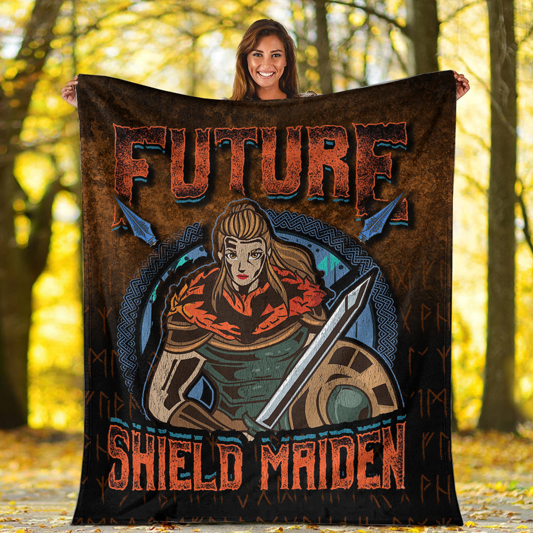 Viking Blanket Future ShieldMaiden Sherpa Fleece Blanket Gifts for Viking Lover
