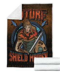 Viking Blanket Future ShieldMaiden Sherpa Fleece Blanket Gifts for Viking Lover