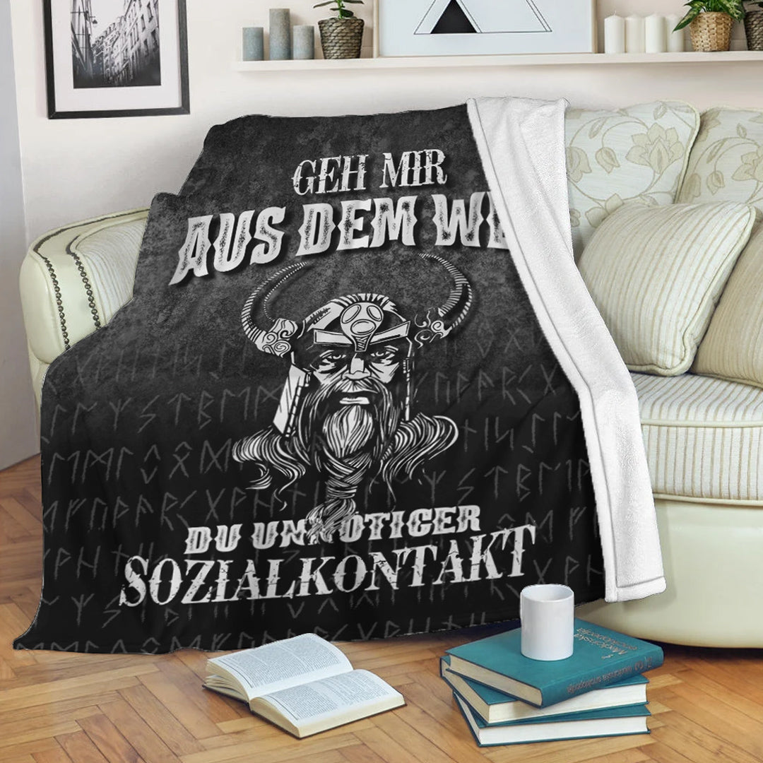 Viking Blanket Geh mir aus dem Weg du unnotiger Sozialkontakt Sherpa Fleece Blanket Gifts for Viking Lovers