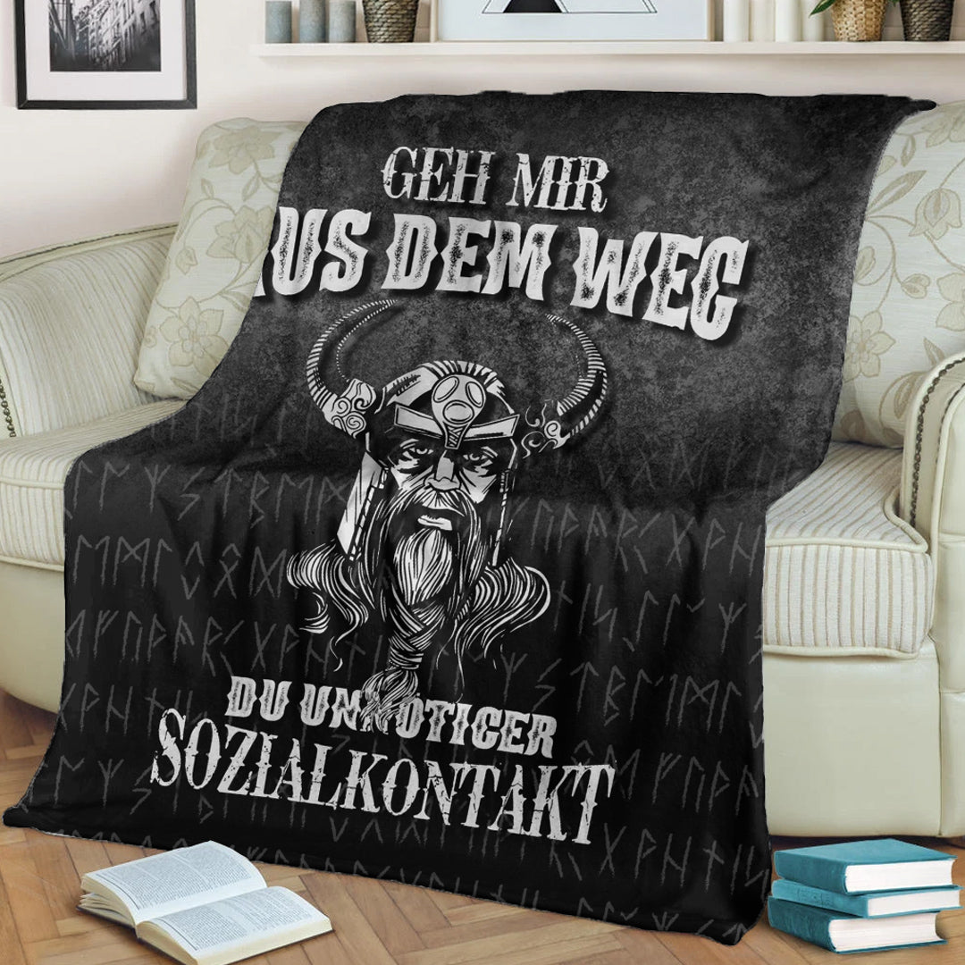 Viking Blanket Geh mir aus dem Weg du unnotiger Sozialkontakt Sherpa Fleece Blanket Gifts for Viking Lovers