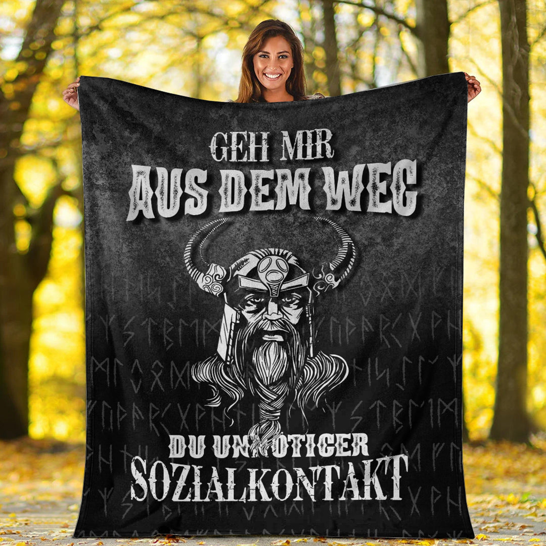 Viking Blanket Geh mir aus dem Weg du unnotiger Sozialkontakt Sherpa Fleece Blanket Gifts for Viking Lovers
