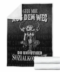Viking Blanket Geh mir aus dem Weg du unnotiger Sozialkontakt Sherpa Fleece Blanket Gifts for Viking Lovers