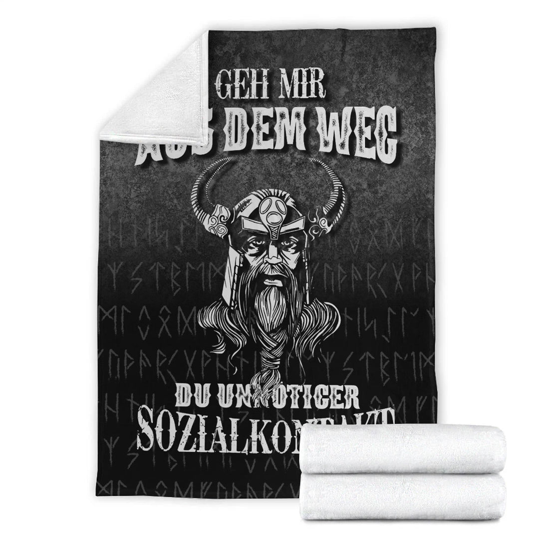 Viking Blanket Geh mir aus dem Weg du unnotiger Sozialkontakt Sherpa Fleece Blanket Gifts for Viking Lovers