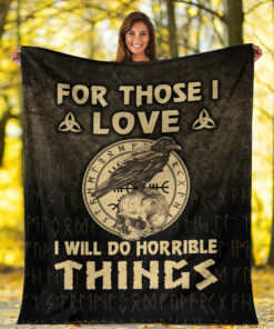 Viking Blanket Hail Odin Sherpa Fleece Blanket Gifts for Viking Lovers