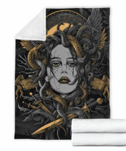 Viking Blanket Head Of Medusa Sherpa Fleece Blanket Gifts for Viking Lovers