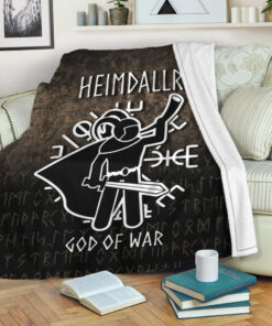 Viking Blanket Heimdallr God Of War Sherpa Fleece Blanket Gifts for Viking Lovers