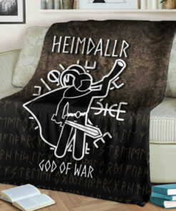 Viking Blanket Heimdallr God Of War Sherpa Fleece Blanket Gifts for Viking Lovers