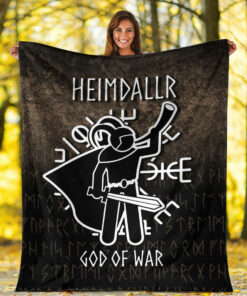 Viking Blanket Heimdallr God Of War Sherpa Fleece Blanket Gifts for Viking Lovers
