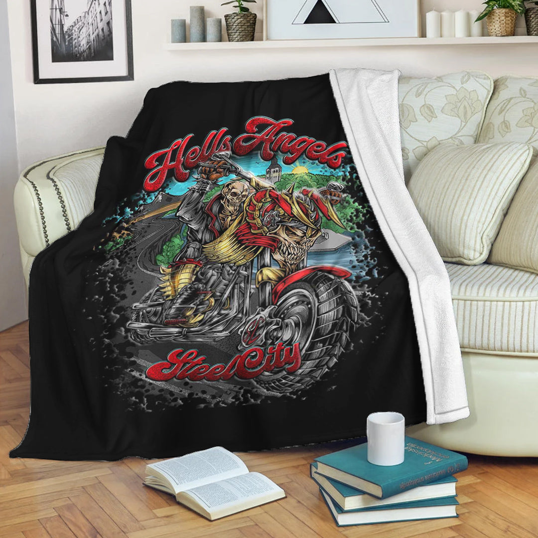 Viking Blanket Hell Angels 81 Steel City Sherpa Fleece Blanket Gifts for Viking Lovers