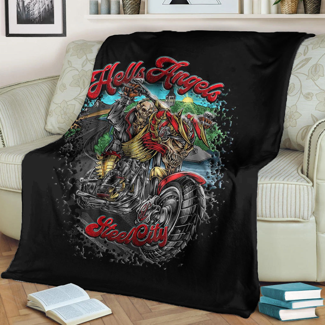 Viking Blanket Hell Angels 81 Steel City Sherpa Fleece Blanket Gifts for Viking Lovers