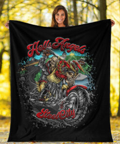 Viking Blanket Hell Angels 81 Steel City Sherpa Fleece Blanket Gifts for Viking Lovers