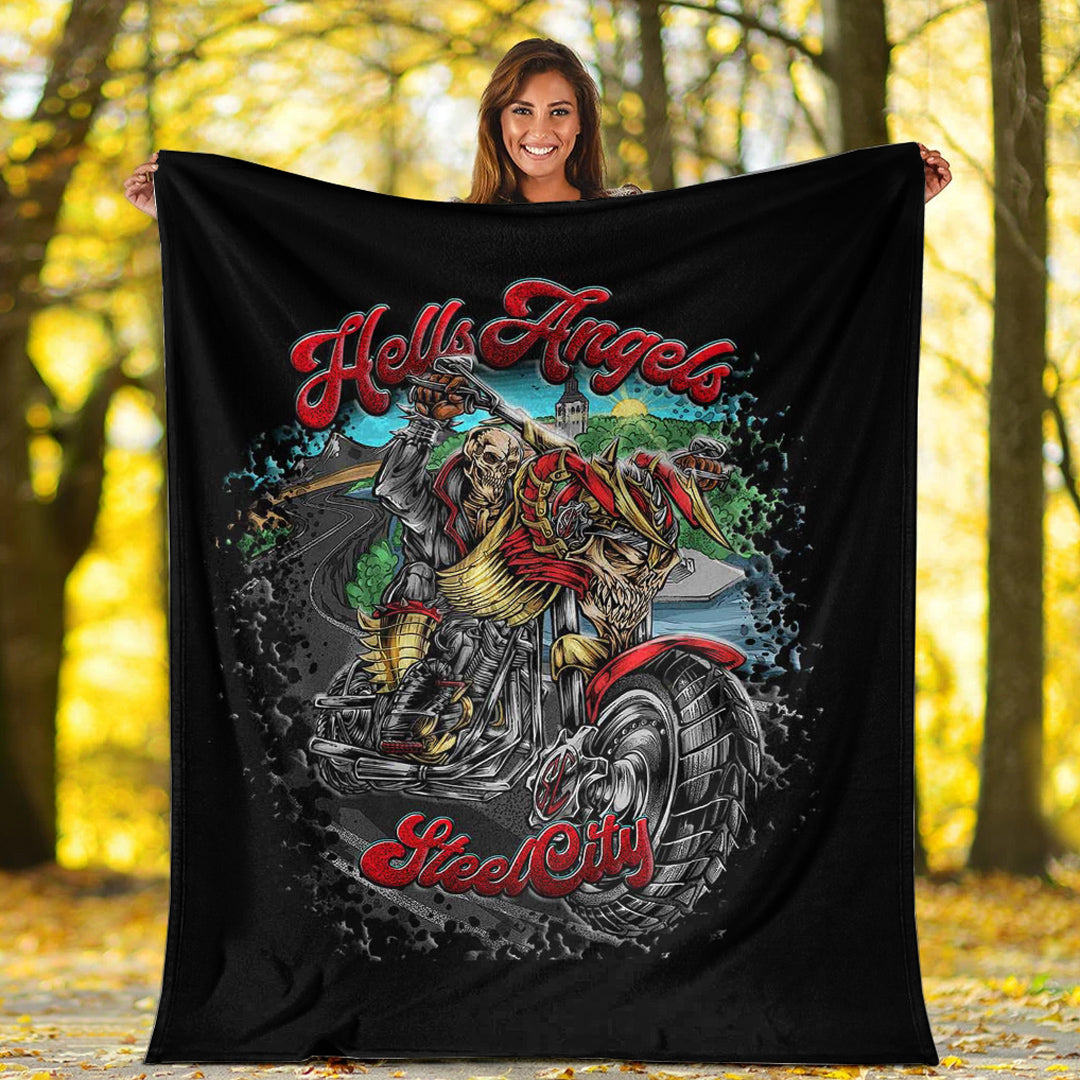 Viking Blanket Hell Angels 81 Steel City Sherpa Fleece Blanket Gifts for Viking Lovers