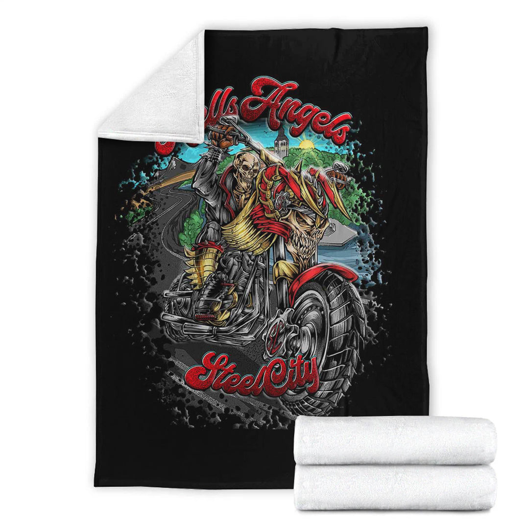 Viking Blanket Hell Angels 81 Steel City Sherpa Fleece Blanket Gifts for Viking Lovers
