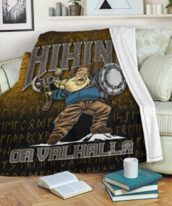 Viking Blanket Hiking or Valhalla Sherpa Fleece Blanket Gifts for Viking Lovers
