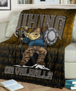 Viking Blanket Hiking or Valhalla Sherpa Fleece Blanket Gifts for Viking Lovers