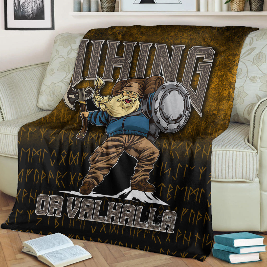 Viking Blanket Hiking or Valhalla Sherpa Fleece Blanket Gifts for Viking Lovers