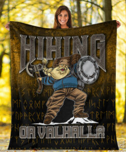 Viking Blanket Hiking or Valhalla Sherpa Fleece Blanket Gifts for Viking Lovers