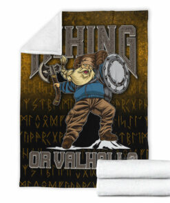 Viking Blanket Hiking or Valhalla Sherpa Fleece Blanket Gifts for Viking Lovers