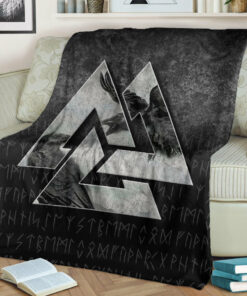 Viking Blanket Huginn Muninn Ravens from Odin Viking Sherpa Fleece Blanket Gifts for Viking Lovers