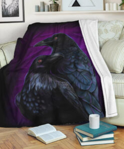 Viking Blanket Huginn and Muninn Sherpa Fleece Blanket Gifts for Viking Lovers