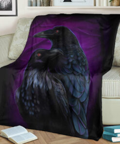 Viking Blanket Huginn and Muninn Sherpa Fleece Blanket Gifts for Viking Lovers