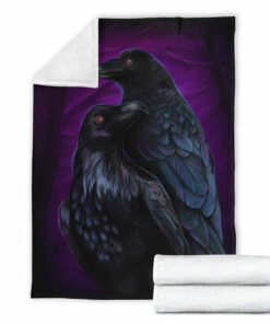Viking Blanket Huginn and Muninn Sherpa Fleece Blanket Gifts for Viking Lovers