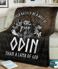 Viking Blanket I Would Rather Be A Wolf Of Odin Than A Lamb Of God Sherpa Fleece Blanket Gifts for Viking Lovers