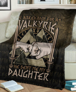 Viking Blanket I asked Odin for a Valkyrie Viking Daughter 2 Sherpa Fleece Blanket Gifts for Viking Lovers