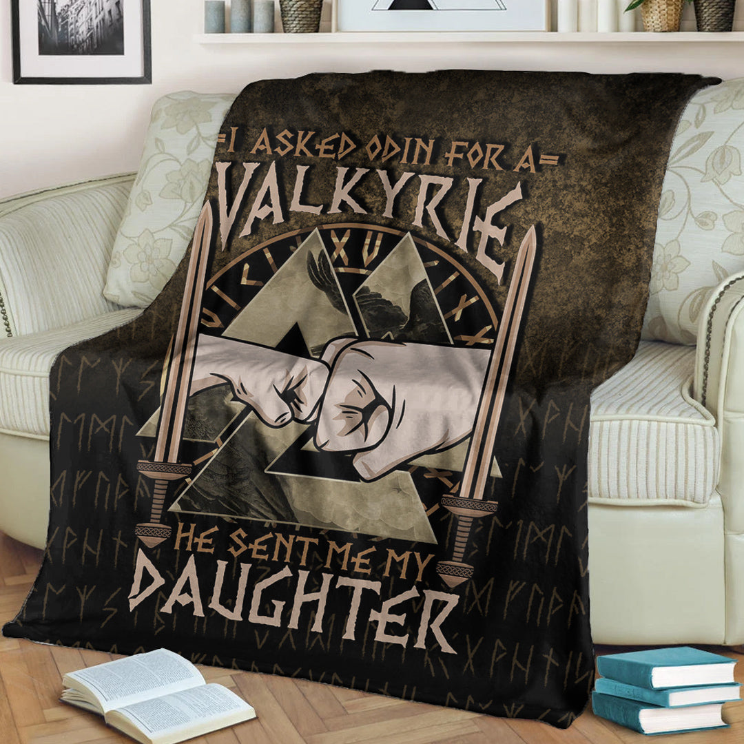 Viking Blanket I asked Odin for a Valkyrie Viking Daughter 2 Sherpa Fleece Blanket Gifts for Viking Lovers