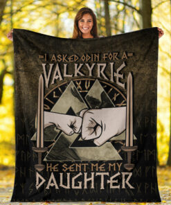 Viking Blanket I asked Odin for a Valkyrie Viking Daughter 2 Sherpa Fleece Blanket Gifts for Viking Lovers