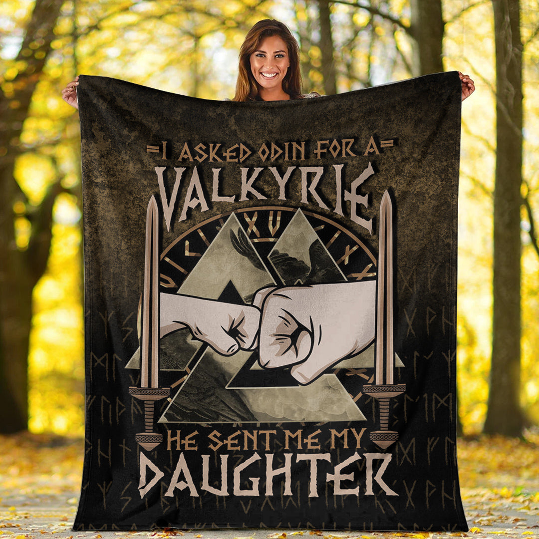 Viking Blanket I asked Odin for a Valkyrie Viking Daughter 2 Sherpa Fleece Blanket Gifts for Viking Lovers