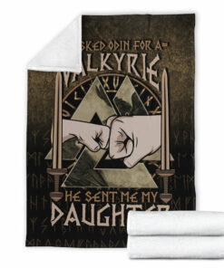 Viking Blanket I asked Odin for a Valkyrie Viking Daughter 2 Sherpa Fleece Blanket Gifts for Viking Lovers