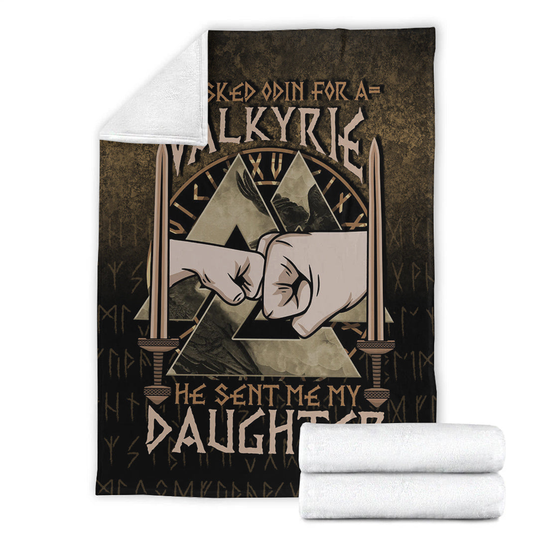 Viking Blanket I asked Odin for a Valkyrie Viking Daughter 2 Sherpa Fleece Blanket Gifts for Viking Lovers