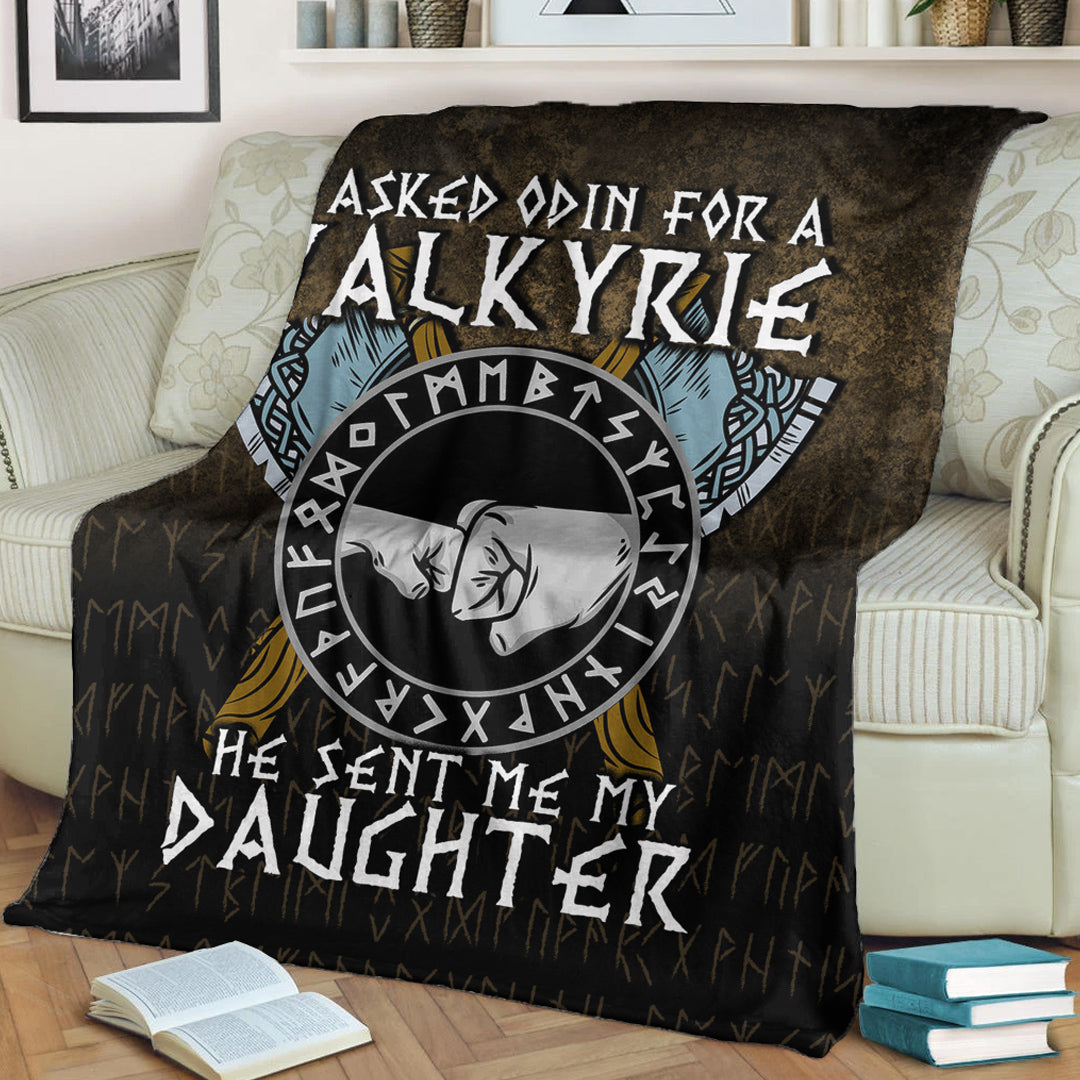 Viking Blanket I asked Odin for a Valkyrie Viking Daughter Sherpa Fleece Blanket Gifts for Viking Lovers
