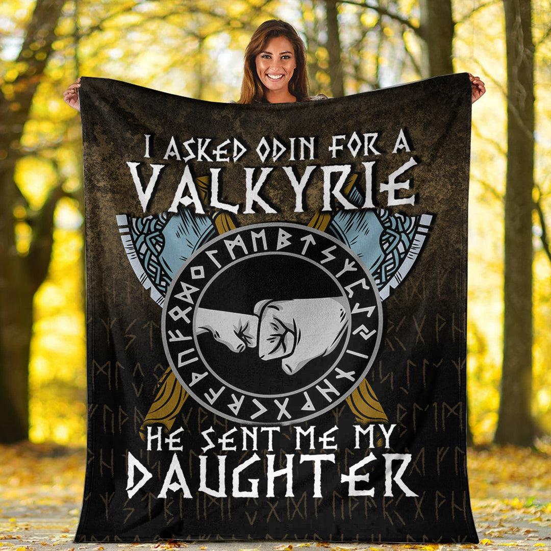 Viking Blanket I asked Odin for a Valkyrie Viking Daughter Sherpa Fleece Blanket Gifts for Viking Lovers