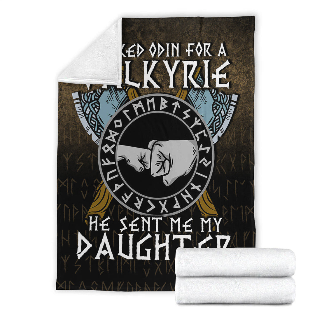 Viking Blanket I asked Odin for a Valkyrie Viking Daughter Sherpa Fleece Blanket Gifts for Viking Lovers