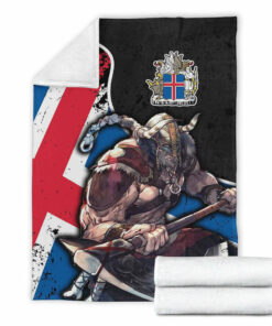 Viking Blanket Iceland Warrior Brush Style Sherpa Fleece Blanket Gifts for Viking Lovers