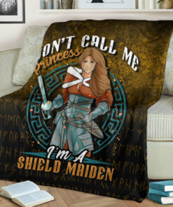Viking Blanket I’m A Shield Maiden Sherpa Fleece Blanket Gifts for Viking Lovers