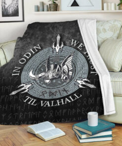 Viking Blanket In Odin We Trust Sherpa Fleece Blanket Gifts for Viking Lovers