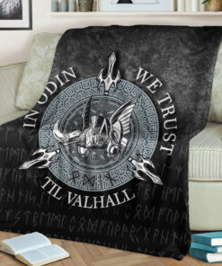 Viking Blanket In Odin We Trust Sherpa Fleece Blanket Gifts for Viking Lovers