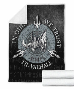 Viking Blanket In Odin We Trust Sherpa Fleece Blanket Gifts for Viking Lovers