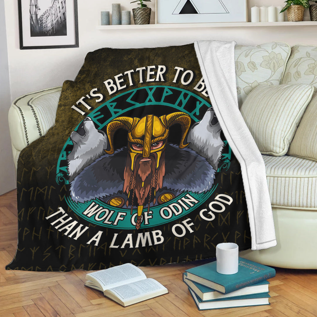 Viking Blanket Its Better To Be A Wolf Of Odin Than A Lamb Of God Sherpa Fleece Blanket Gifts for Viking Lovers