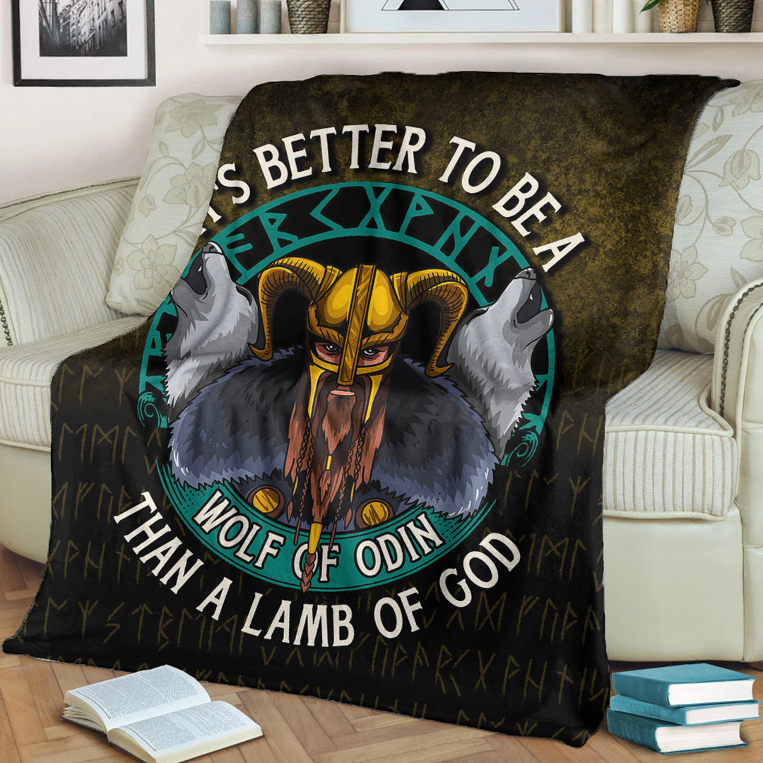 Viking Blanket Its Better To Be A Wolf Of Odin Than A Lamb Of God Sherpa Fleece Blanket Gifts for Viking Lovers