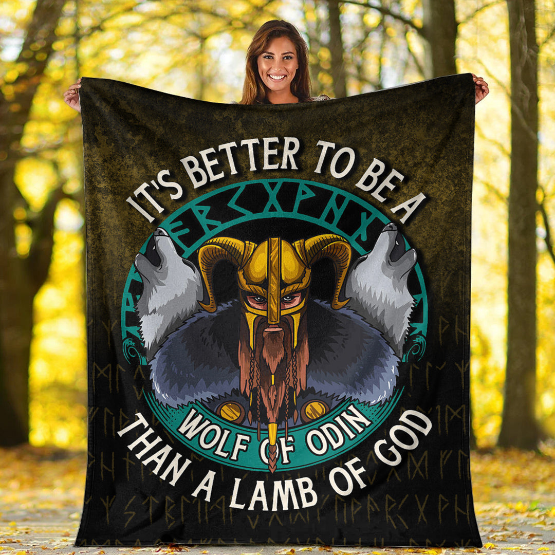 Viking Blanket Its Better To Be A Wolf Of Odin Than A Lamb Of God Sherpa Fleece Blanket Gifts for Viking Lovers