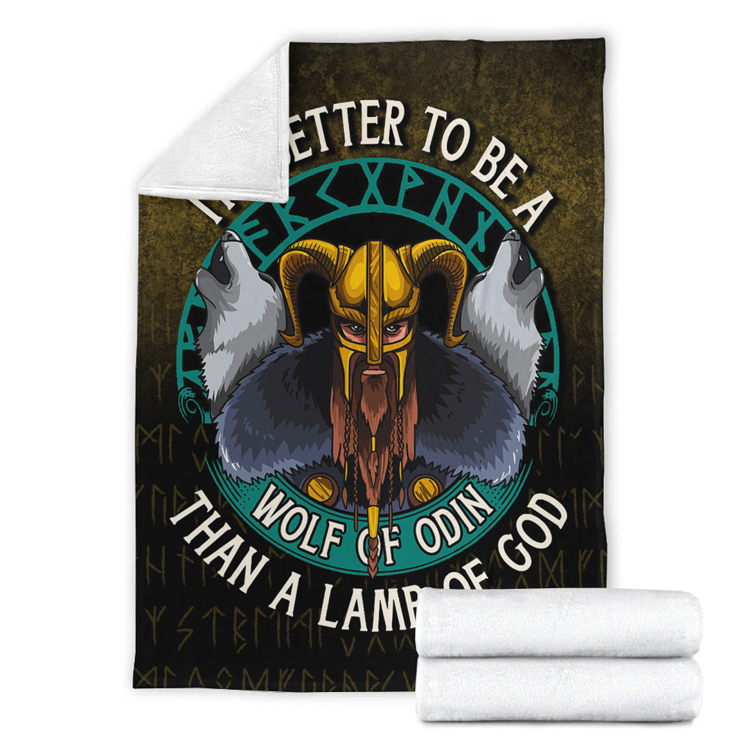 Viking Blanket It's Better To Be A Wolf Of Odin Than A Lamb Of God Sherpa Fleece Blanket Gifts for Viking Lovers
